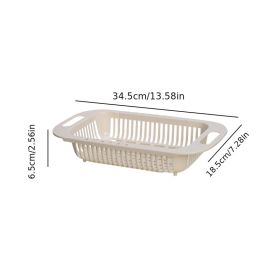 1pc Retractable Adjustable Vegetable Drain Basket; Rectangular Plastic Basket; Household Kitchen Dishwashing And Vegetable Rack; Sink Drain Basket