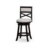 30" Bar Height X-Back Swivel Stool, Espresso Finish, Beige Fabric Seat