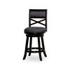 30" Bar Height X-Back Swivel Stool, Espresso Finish, Charcoal Fabric Seat