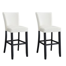 Solid Wood High elasticity High Bar Stool White (Set of 2)