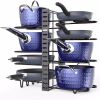 RAINBEAN Pot and pan organizer, Pot Lid Holders & Pan Rack, Multiple DIY methods 8 tier pot racks, adjustable kitchen organization and storage for pot