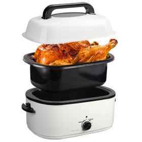 Kitchen White 20 QT Stainless Steel Chicken Electric Turkey Roaster With See-through Lid