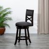 30" Bar Height X-Back Swivel Stool, Espresso Finish, Charcoal Fabric Seat