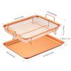 Crisper Tray Set Non Stick Cookie Sheet Tray Air Fry Pan Grill Basket Oven Dishwasher Safe Oil Free