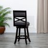 30" Bar Height X-Back Swivel Stool, Espresso Finish, Charcoal Fabric Seat