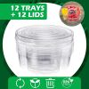 12 Pcs Round Appetizer Serving Trays With Lids 5 Compartment Container Fruit Vegetable Divided Storage Organizer  (only pick up)