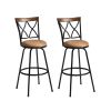 Adjustable Swivel Bar Stool, Set of 2, Faux Suede, Brown