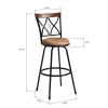 Adjustable Swivel Bar Stool, Set of 2, Faux Suede, Brown