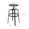 Set of 2 Swivel Adjustable Height Bar Stool - WALNUT & BLACK