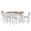 7-Piece Counter Height Farmhouse Wooden Dining Table Set, Rustic Kitchen Furniture Set with 6 Upholstered Dining Chairs