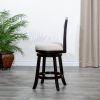 30" Bar Height X-Back Swivel Stool, Espresso Finish, Beige Fabric Seat