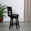 30" Bar Height X-Back Swivel Stool, Espresso Finish, Charcoal Fabric Seat