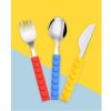 Kids'  3Pcs Flatware with Brick Toy Silicone Handle Childrens Stainless Steel Silverware Toddler Utensils Spoons+Forks+Knife Set