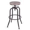 Walker Industrial Counter Bar Stools, Oak & Black (Set of 2), Height adjustable