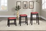 Burgundy PU Upholstery Bar Stool, Set of 2