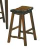 29-inch Bar Height Stools 2pc Set Saddle Seat Solid Wood Cherry Finish Casual Dining Furniture