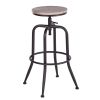 Walker Industrial Counter Bar Stools, Oak & Black (Set of 2), Height adjustable