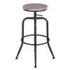 Walker Industrial Counter Bar Stools, Oak & Black (Set of 2), Height adjustable