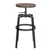 Set of 2 Swivel Adjustable Height Bar Stool - WALNUT & BLACK