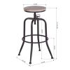 Walker Industrial Counter Bar Stools, Oak & Black (Set of 2), Height adjustable