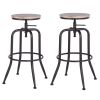 Walker Industrial Counter Bar Stools, Oak & Black (Set of 2), Height adjustable