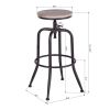 Walker Industrial Counter Bar Stools, Oak & Black (Set of 2), Height adjustable