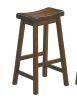 29-inch Bar Height Stools 2pc Set Saddle Seat Solid Wood Cherry Finish Casual Dining Furniture