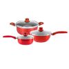 6 PCS Nonstick Cookware Set, Kitchen Cookware Set, Pan Set, Frying Pan, Stock Pot, Milk Pan with Cool Touch Handle Red