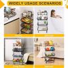 Fruit Vegetable Storage Basket for Kitchen - 4 tier Stackable Metal Wire Baskets Cart with Rolling Wheels Utility Fruits Rack Produce Snack Organizer