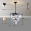 Black Luxury Crystal Chandelier Modern Chandeliers Lights Fixture Hanging Pendant Light Fixture for Dining Room Bedroom Living Room Dia 19.7 Inch-Blac