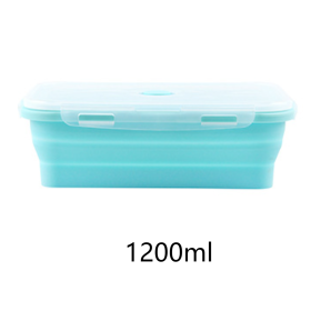 Foldable Silicone Lunch Box Microwaveable Bento Box Fruit Preservation Box Picnic Portable Lunch Box (size: 1200ML)