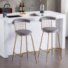 Bar Stool Set of 2, Luxury Velvet High Bar Stool with Metal Legs and Soft Back, Pub Stool Chairs Armless Modern Kitchen High Dining Chairs with Metal