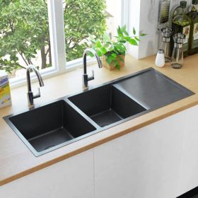 Handmade Kitchen Sink Black Stainless Steel (Color: Black)