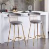 Bar Stool Set of 2, Luxury Velvet High Bar Stool with Metal Legs and Soft Back, Pub Stool Chairs Armless Modern Kitchen High Dining Chairs with Metal