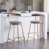 Bar Stool Set of 2, Luxury Velvet High Bar Stool with Metal Legs and Soft Back, Pub Stool Chairs Armless Modern Kitchen High Dining Chairs with Metal