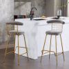 Bar Stool Set of 2, Luxury Velvet High Bar Stool with Metal Legs and Soft Back, Pub Stool Chairs Armless Modern Kitchen High Dining Chairs with Metal