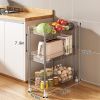 3 Tier Storage Rack Storage Cart Storage Rolling Utility Cart for Kitchen Bathroom